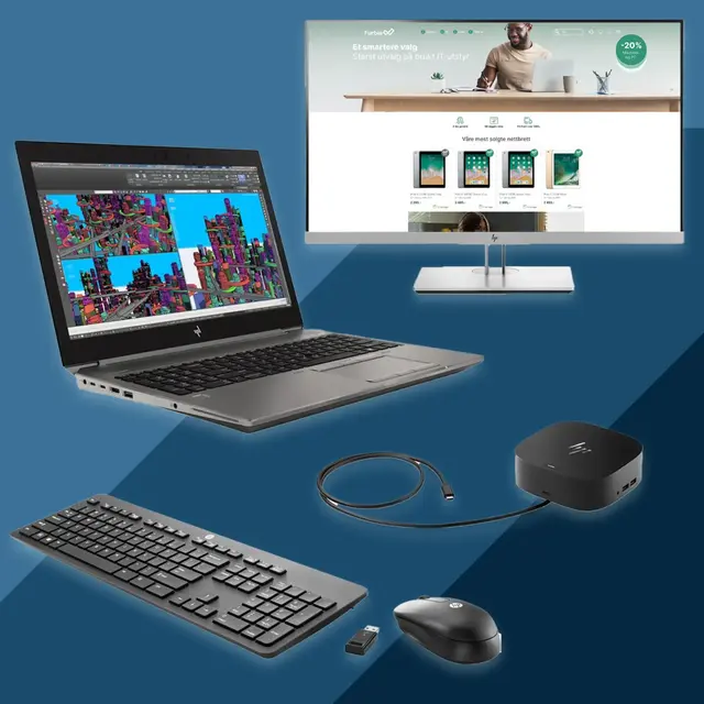 Kontorpakke Proff HP ZBook 15 G5 15.6&quot; i7, 32GB RAM, 512GB SSD