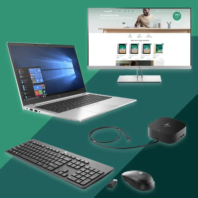 Kontorpakke HP EliteBook 840 G7 i5, 16GB RAM, 256GB SSD